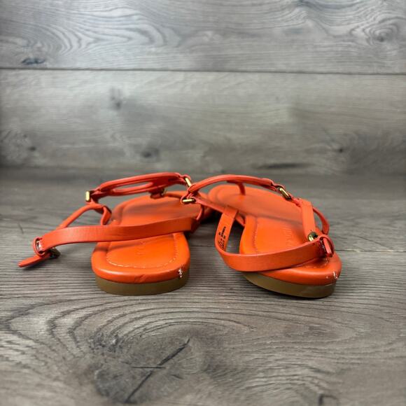 Coach Jeri Thong Sandals Women's Size 8 Orange Leather Logo Flats G4910 - Picture 5 of 16